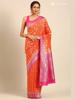 Taashi - Orange Banarasi Georgette Saree