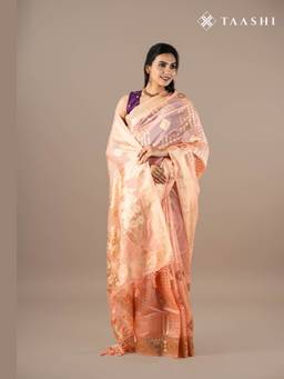 Taashi - Peach Organza Contemporary Woven Saree