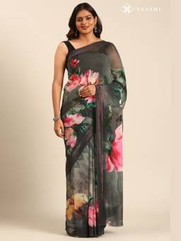 Taashi - Crimson Onyx Glaze Saree