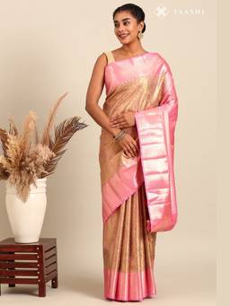 Taashi - Pastel Pink Silk Korvai Tissue Kanjivaram Weave Saree