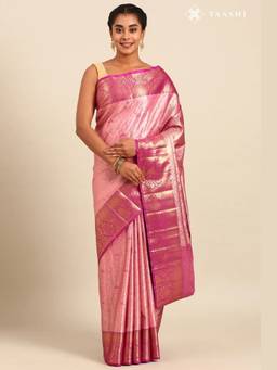 Taashi - Blush Pink Silk Korvai Tissue Kanjivaram Weave Saree