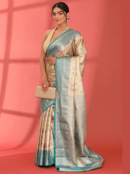 Taashi - Multi-Color Silk Korvai Tissue Kanjivaram Weave Saree