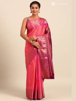 Taashi - Blush Pink Silk Korvai Kanjivaram Weave Saree