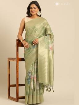 Taashi - Dusty Multi-Color Organza Contemporary Printed Saree