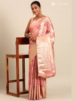 Taashi - Blush Pink Silk Ottu Tissue Kanjivaram Weave Saree
