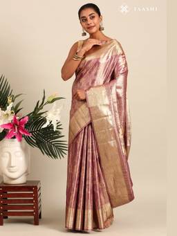 Taashi - Pink Silk Ottu Tissue Kanjivaram Weave Saree