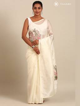 Taashi - Multi-Color Tissue Contemporary Embroidered Multi-Color Saree