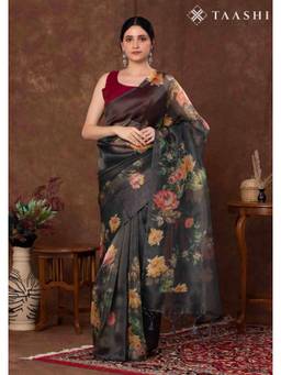 Taashi - Midnight Rose Shimmer Saree