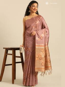 Taashi - Pink Tussar Contemporary Woven Saree