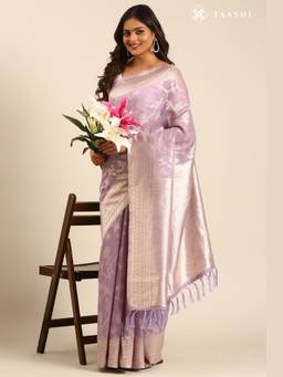 Taashi - Purple Tussar Contemporary Woven Saree