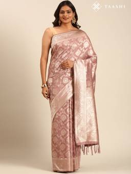 Taashi - Beige Tussar Contemporary Woven Saree