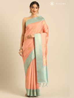 Taashi - Orange Tussar Contemporary Woven Saree