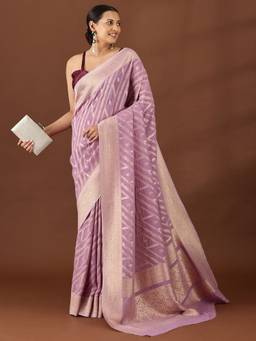 Taashi - Lavender Leheriya Chevron Saree