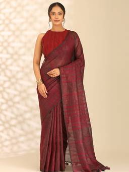 Taashi - Multi-Color Linen Woven Saree
