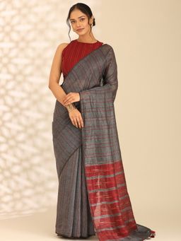 Taashi - Graphite and Garnet Saree