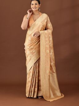 Taashi - Gilded Peach Brocade Saree