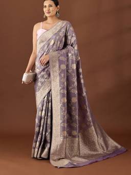 Taashi - Dusty Purple Banarasi Tissue Weave Saree