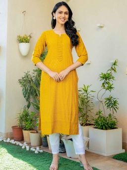 Pretty Pallu - Yellow Noor Floral Chikankari Sequin Kurta with Pant (Set of 2)