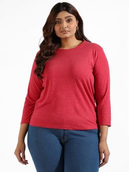 Instafab Plus - Women Solid Stylish Quarter Sleeve Round Neck Top