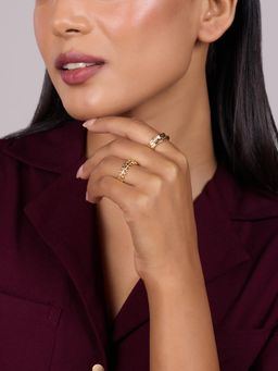 Pipa Bella by Nykaa Fashion - Gold Leaf Beaten Metal Rings (Pack of 2)