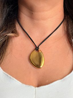 AMOSSH - Waterproof 18K Gold Plated Black Thread Necklace