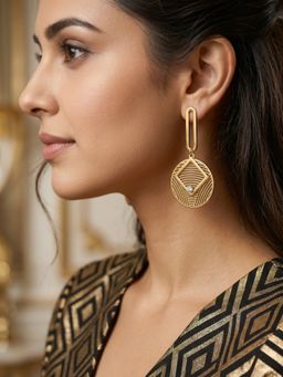 RUNORAA - Linear Radiance Drop Earrings