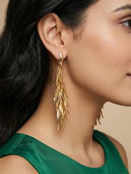 RUNORAA - Golden Willow Cascades Drop Earrings