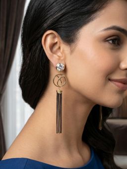 RUNORAA - Gold Midnight Cascade Drop Earrings