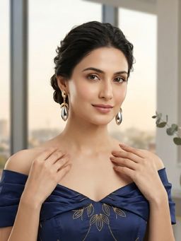 RUNORAA - Duo Arc Drop Earrings