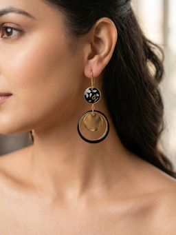 RUNORAA - Black Statement Drop Earrings