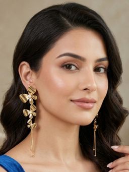 RUNORAA - Gold Blossom Drop Earrings