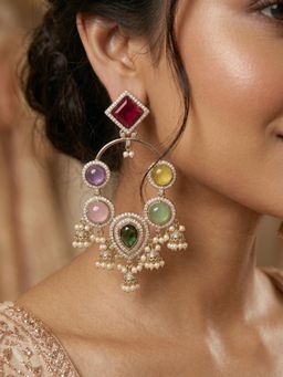 RUNORAA - Silver Lily Fringe Drop Earrings