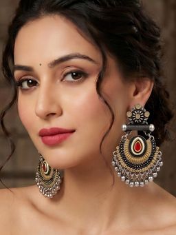 RUNORAA - Ghungroo Eclipse Drop Earrings