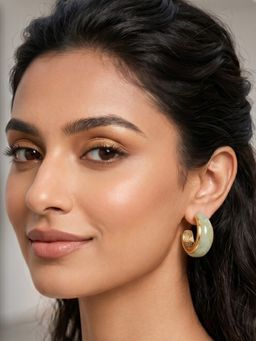 RUNORAA - The Green Marquise Hoop Earrings