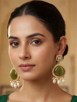 RUNORAA - Olive Glaze Drop Earrings