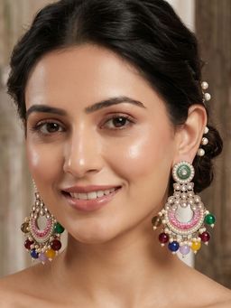 RUNORAA - Mayura Chandbali Drop Earrings