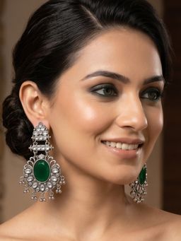 RUNORAA - Oxidized Aura Chandelier Drop Earrings