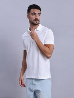 Tommy Hilfiger - White Solid Regular Fit Cotton Polo T-Shirt