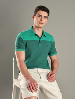 Tommy Hilfiger - Green Solid Regular Fit Cotton Polo T-Shirt