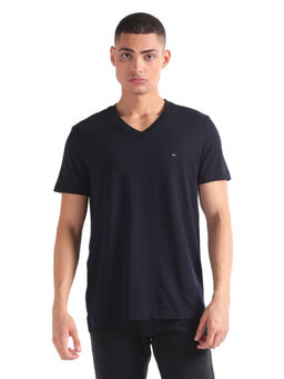 Tommy Hilfiger - Navy Blue Solid Slim Fit Cotton T-Shirt