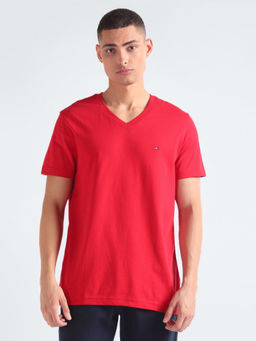 Tommy Hilfiger - Red Solid Slim Fit Cotton T-Shirt