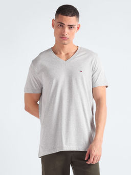 Tommy Hilfiger - Grey Solid Slim Fit Cotton T-Shirt