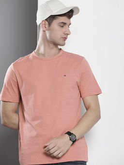 Tommy Hilfiger - Peach Solid Regular Fit Cotton T-Shirt