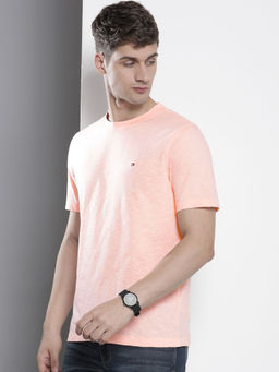 Tommy Hilfiger - Peach Solid Regular Fit Cotton T-Shirt