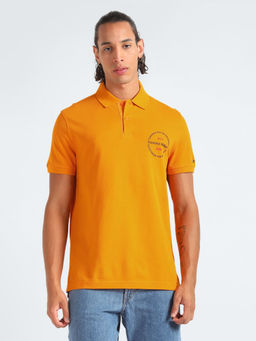 Tommy Hilfiger - Orange Logo Regular Fit Cotton Polo T-Shirt