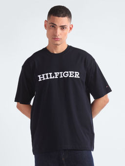 Tommy Hilfiger - Navy Blue Logo Relaxed Fit Cotton T-Shirt