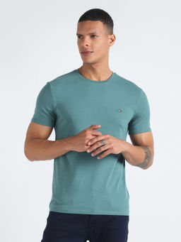 Tommy Hilfiger - Aqua Solid Slim Fit Cotton T-Shirt