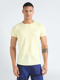 Tommy Hilfiger - Yellow Solid Slim Fit Cotton T-Shirt