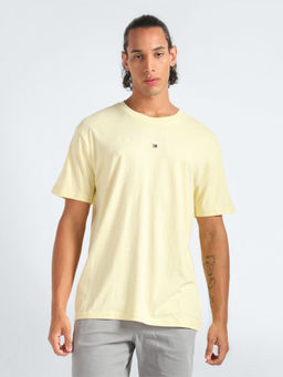 Tommy Hilfiger - Yellow Solid Regular Fit Cotton T-Shirt