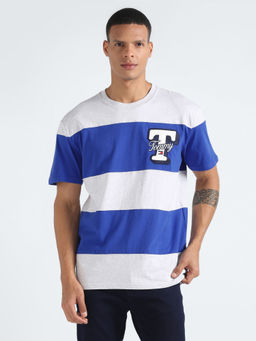 Tommy Hilfiger - Multi-Color Colorblock Logo Regular Fit Cotton T-Shirt